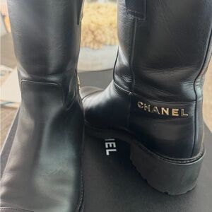 CHANEL Black Heeled Boots